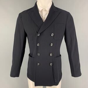 THE GIGI Size 36 Navy Textured Cotton Blend Double Breasted Sport Coat